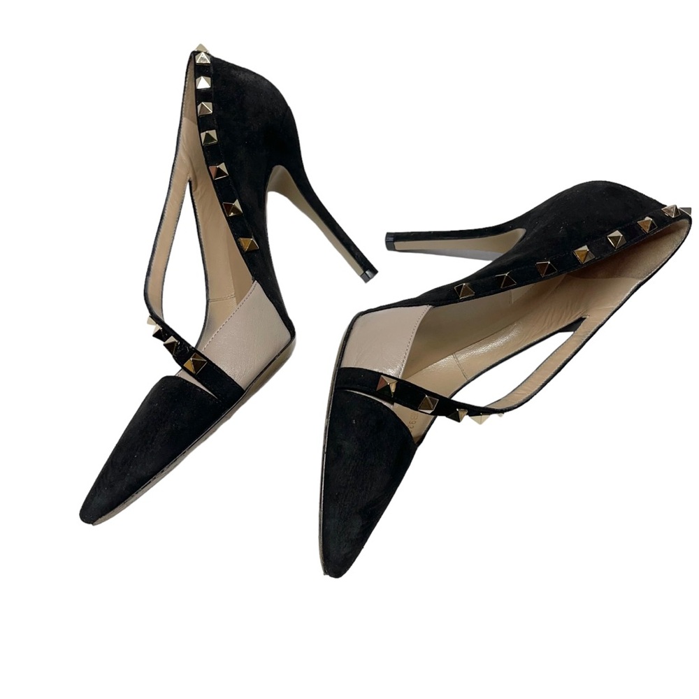 Valentino Garavani Asymmetric Suede Rockstud d'Orsay Pumps Heels Size 40 - Picture 7 of 12